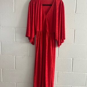 Vibrant Red Dress flowing sleeves
